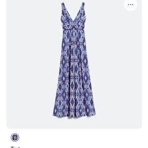 Tart Blue and White Geometric Maxi Dress